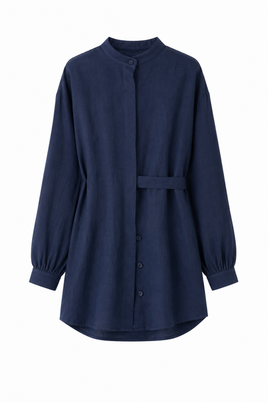 Atelier Linen Shirt — Navy Stripe